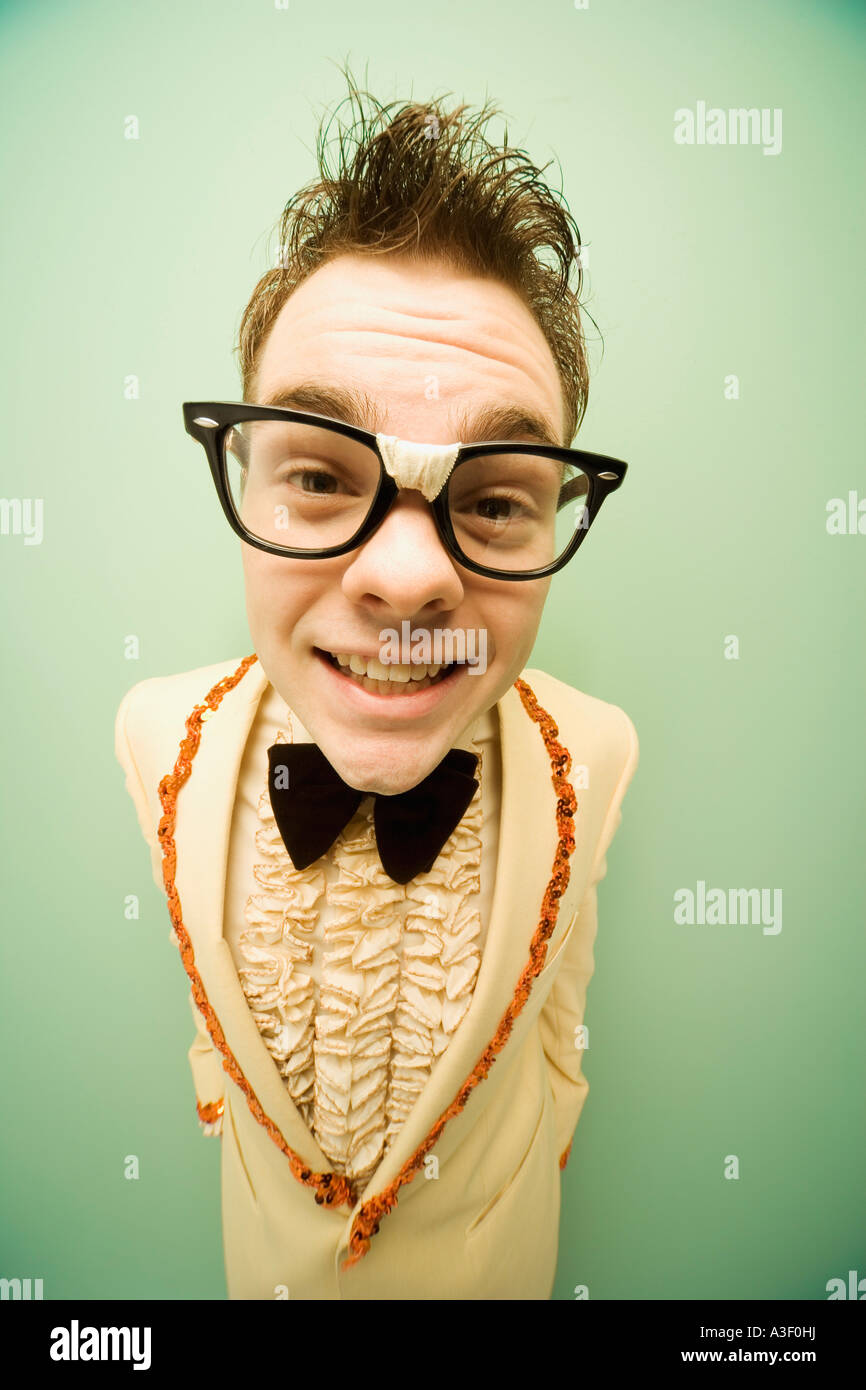 Teen in einem Vintage tuxedo Stockfoto