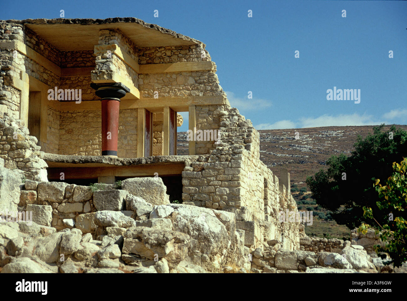 Teil des Palastes von Knossos auf Kreta Stockfoto