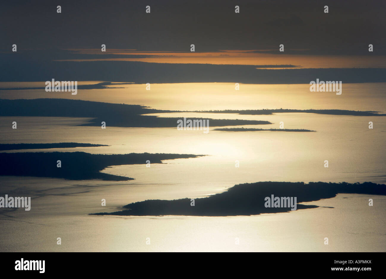 Sonnenlicht Reflexionen, Inseln im Viktoriasee, Tansania Stockfoto