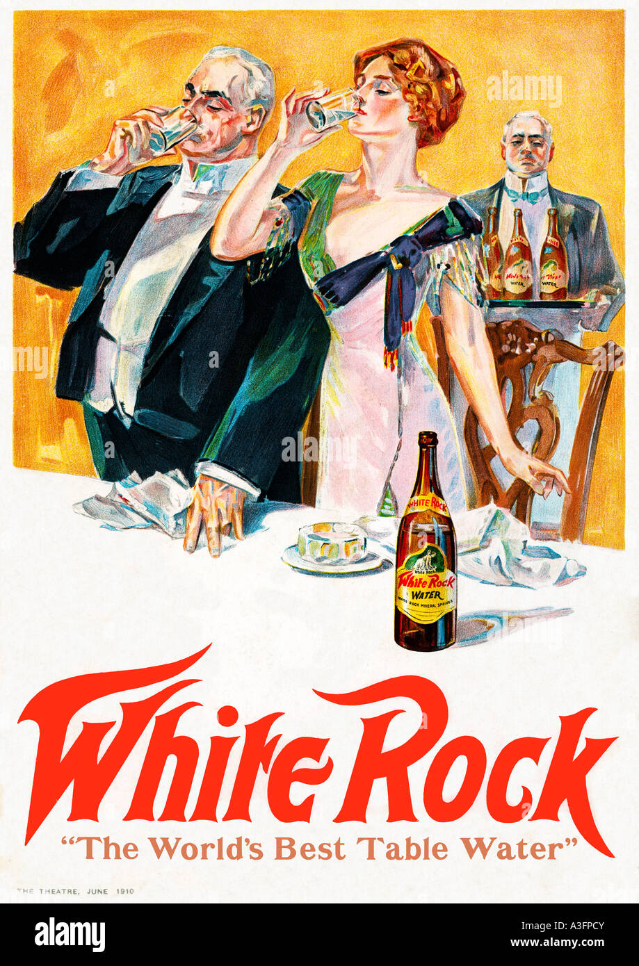 White Rock Tisch Wasser 1901 amerikanische Werbung für die weltweit besten Mineralwasser Stockfoto