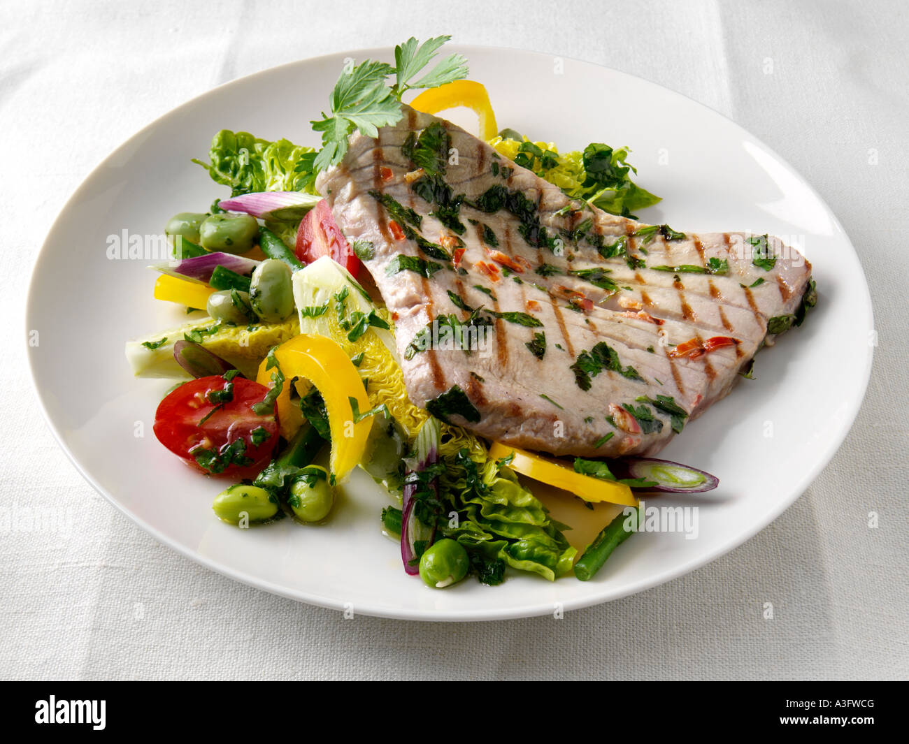 Ein Teller mit Thunfisch mit Salat redaktionelle Essen Stockfoto