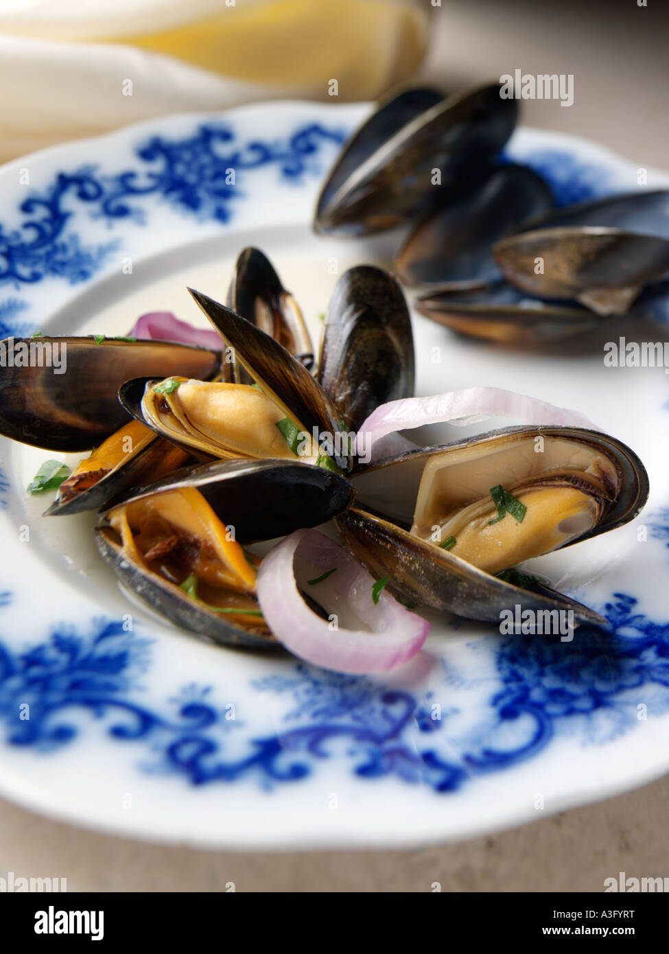 Ein Teller mit schottischen Muscheln redaktionelle Essen Stockfoto