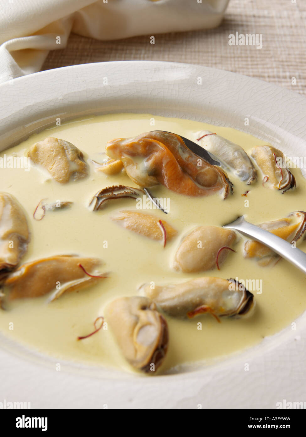 Eine Schüssel mit schottischen Muscheln Suppe redaktionelle Essen Stockfoto