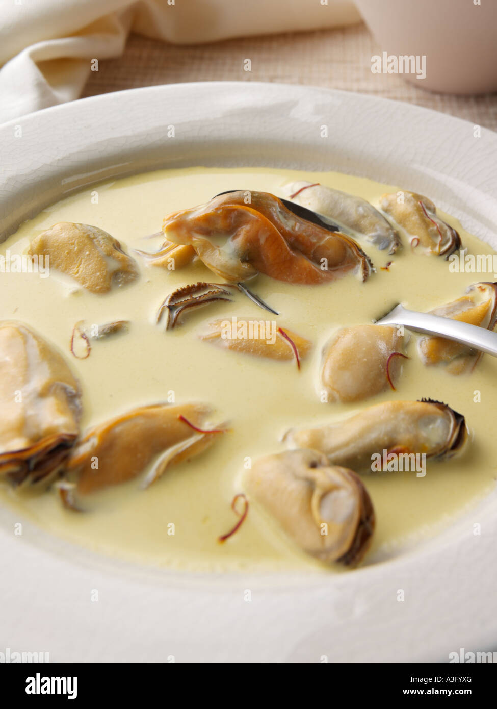 Eine Schüssel mit schottischen Muscheln Suppe redaktionelle Essen Stockfoto