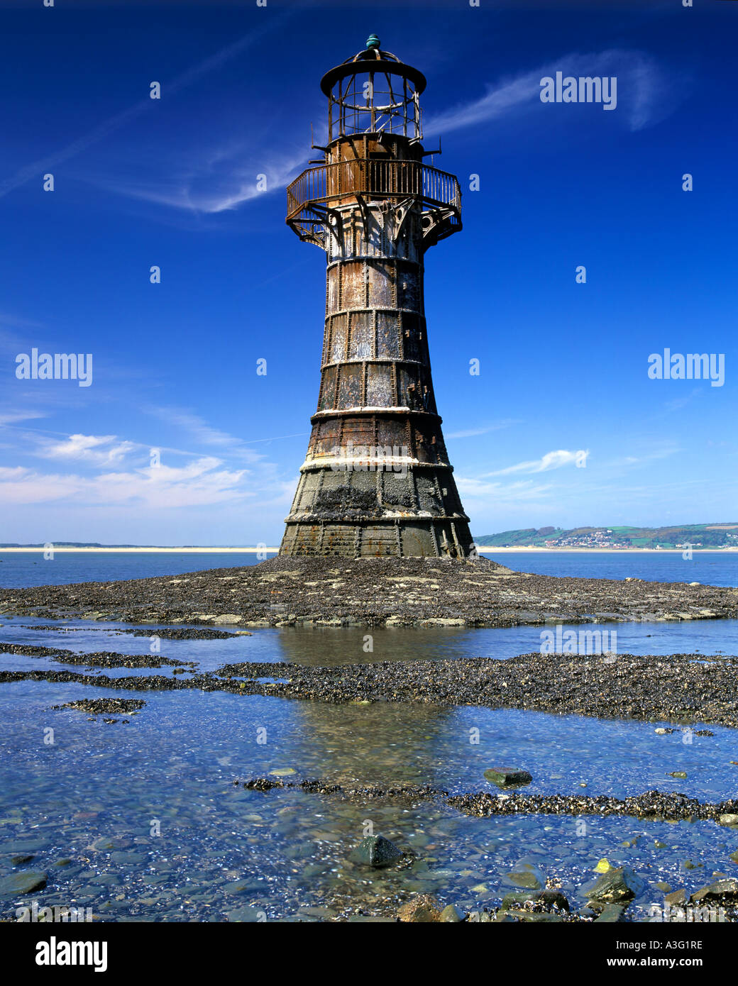 Whiteford Point-Leuchtturm, Gower Halbinsel, Süd-Wales, UK Stockfoto