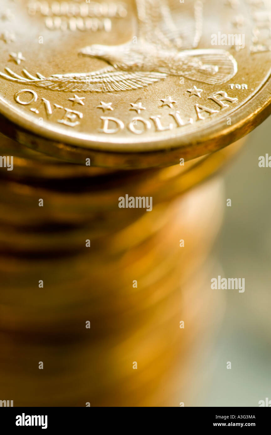 Ein Dollar Goldmünzen Stockfoto