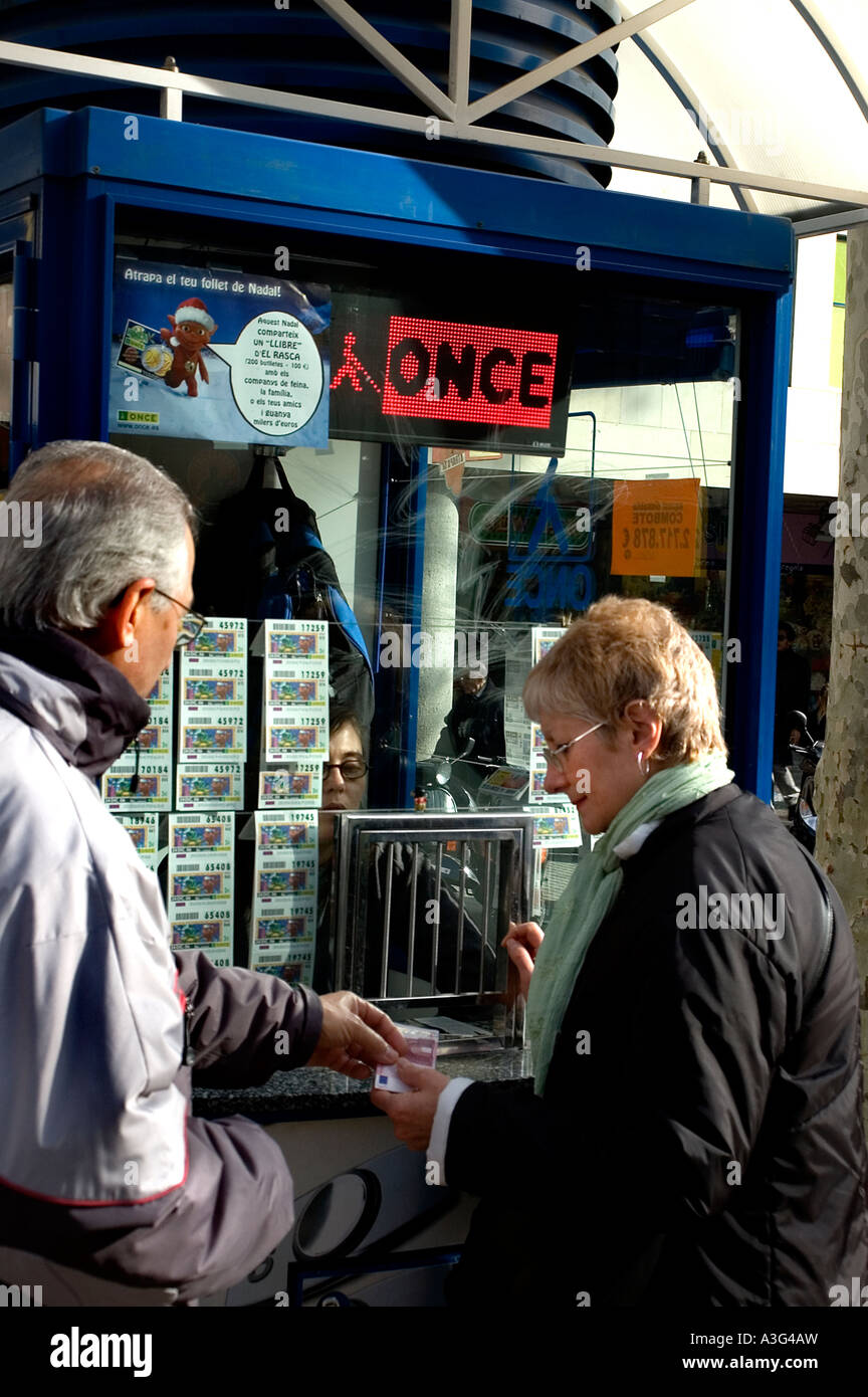 Ticket-Haus Barcelona Glücksspiel Lotto spielen Stockfoto