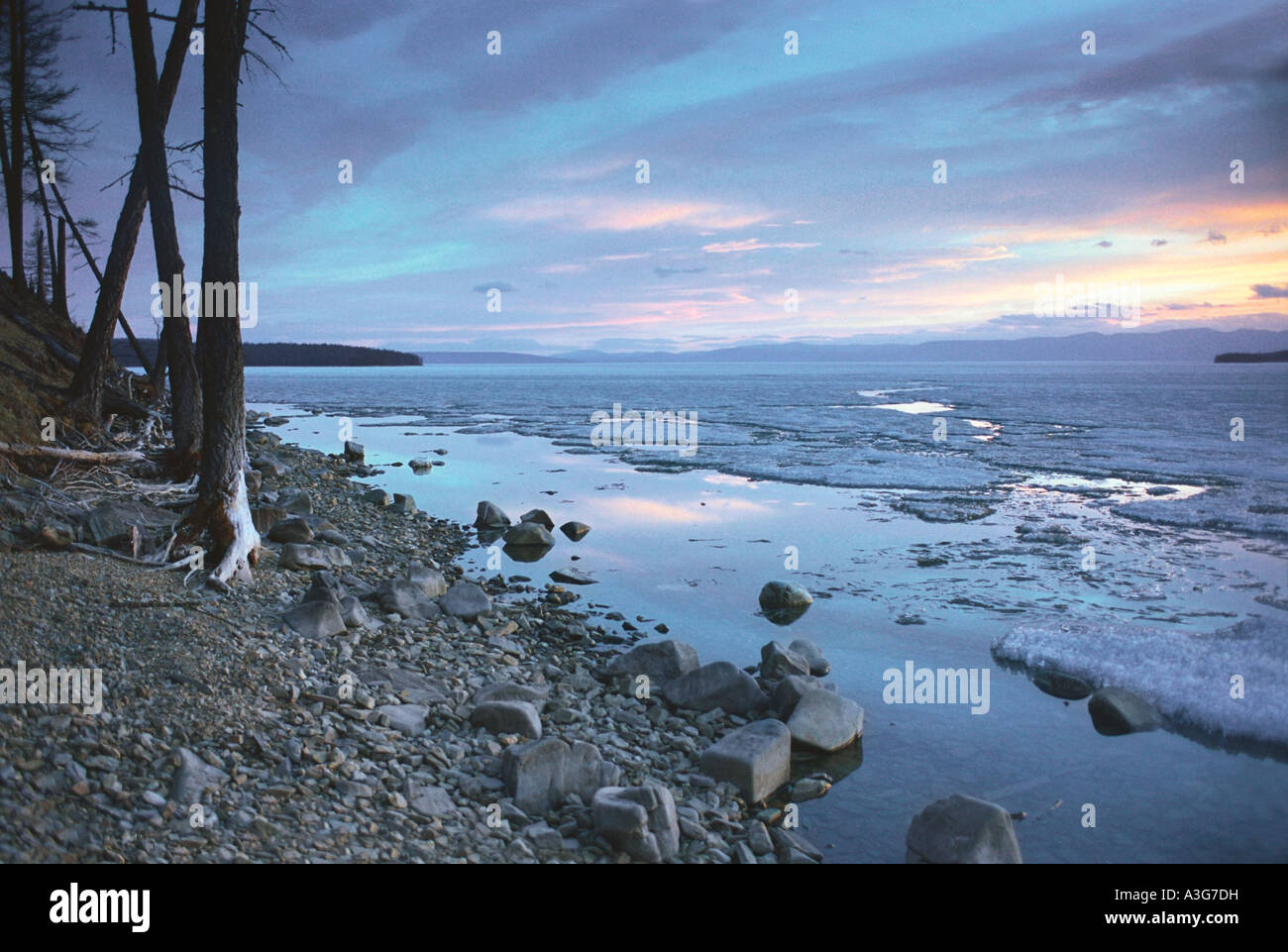 Khuvsgul See bei Sonnenuntergang. Nord-Mongolei Stockfoto