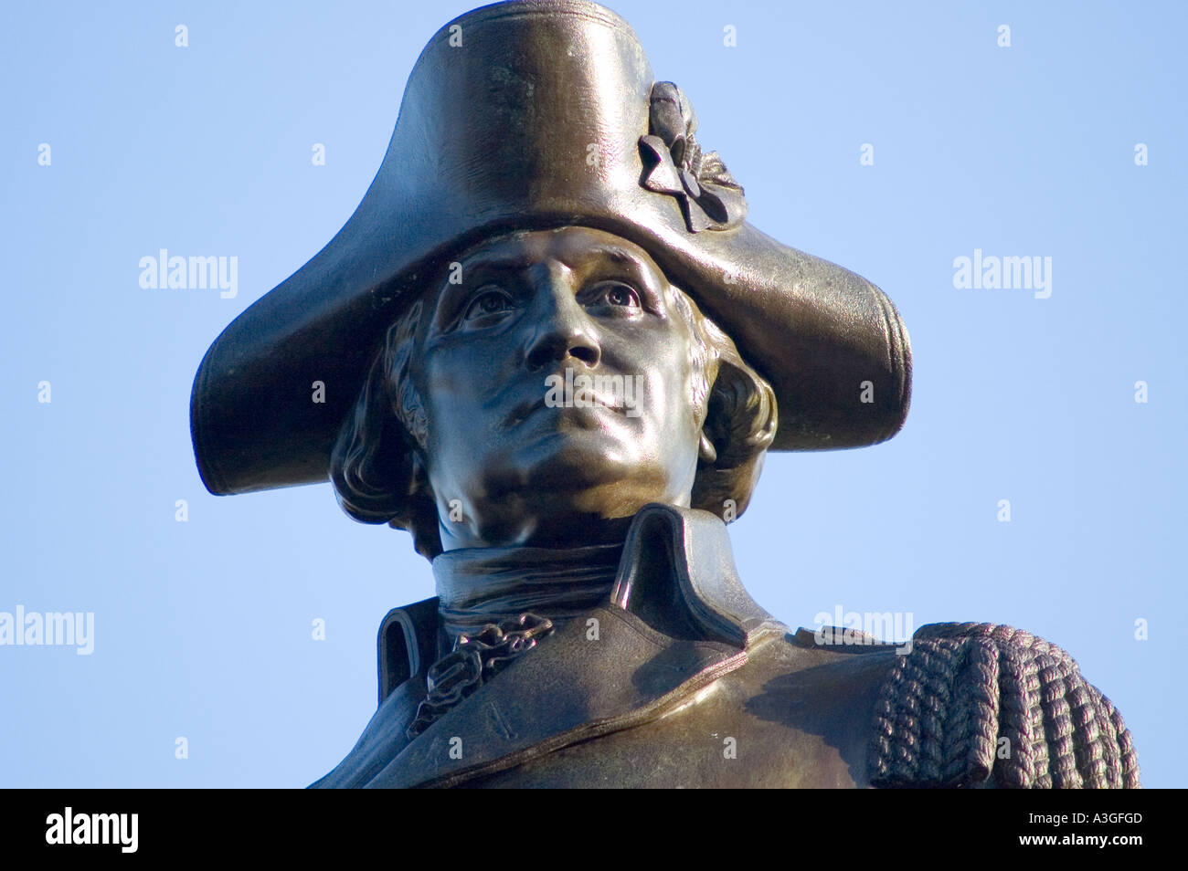 Eine Nahaufnahme von der Statue von George Washington in Boston Public Garden Stockfoto