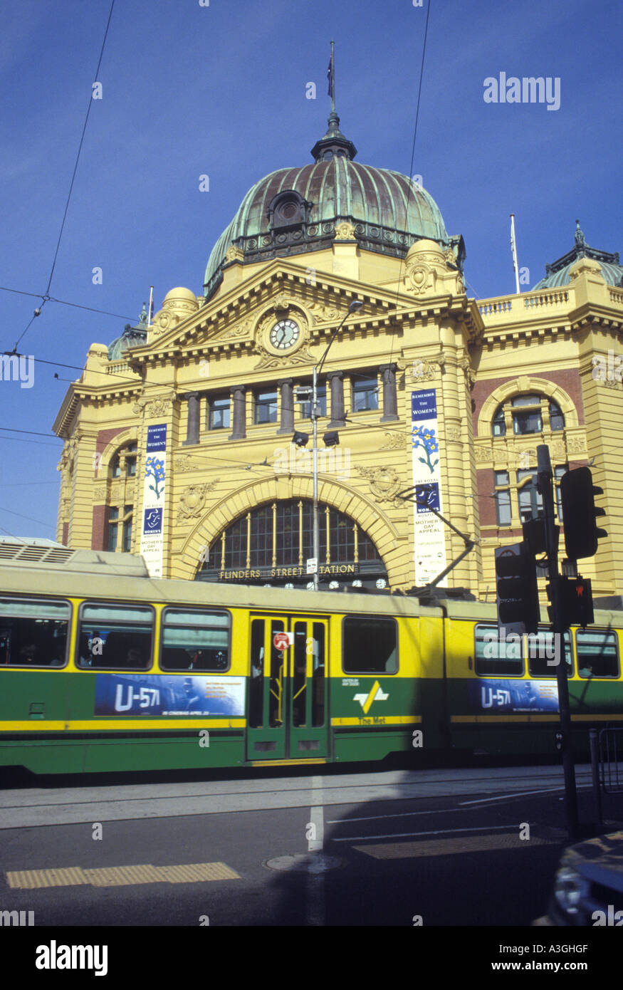 Flinders Street Station in der Innenstadt von Melbourne, Victoria, Australia Stockfoto