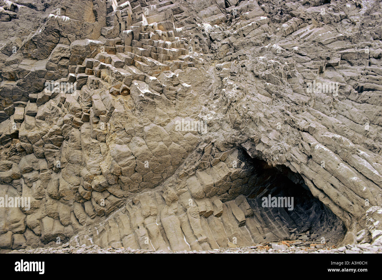 Basaltische geschichteten Kreuz Bettwäsche Isla Lorenzo Baja California Mexiko Stockfoto