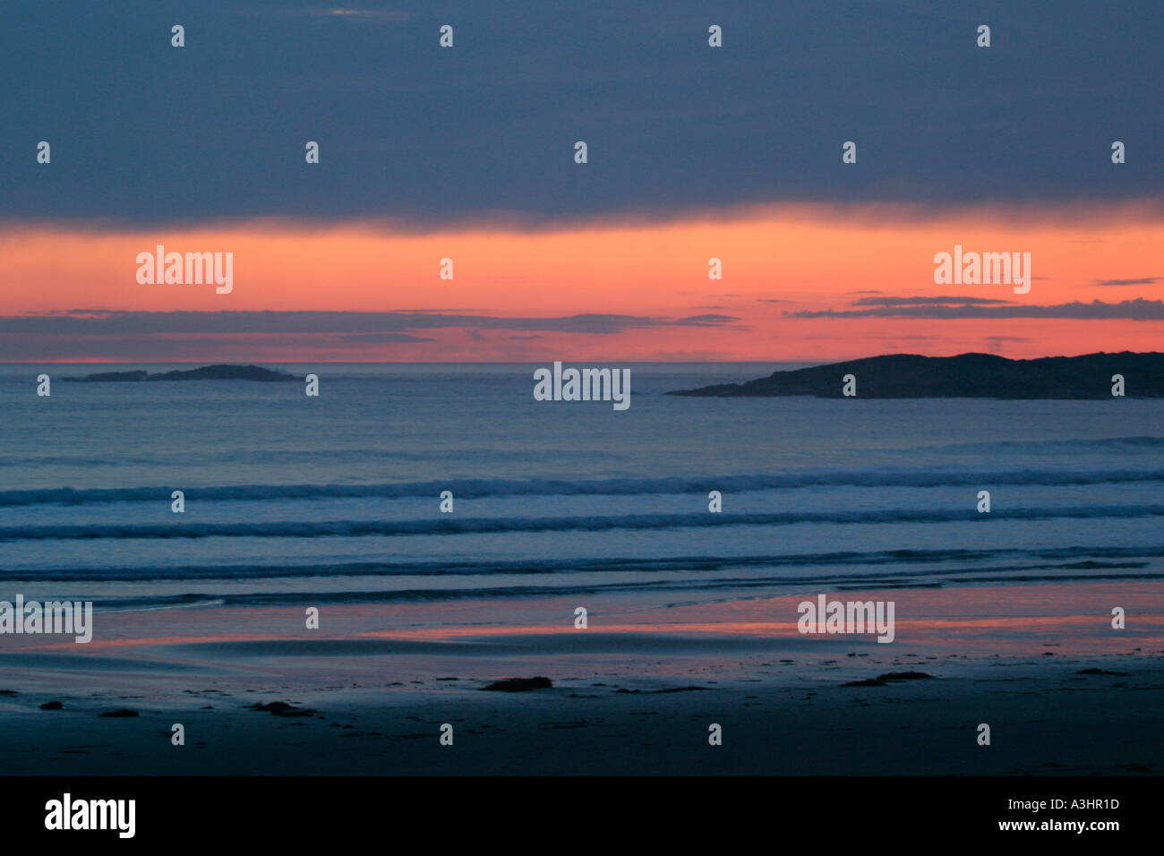 Sonnenuntergang über Machirs Bay Islay Argyll Schottland Stockfoto