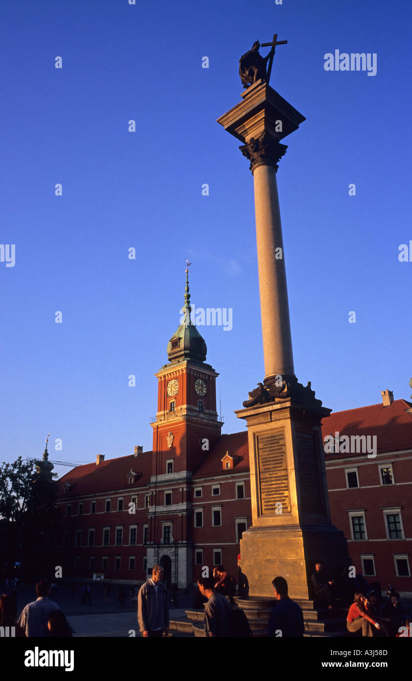 Polen Europa Warschau König Zygmunt Spalte und Königsschloss Stockfoto