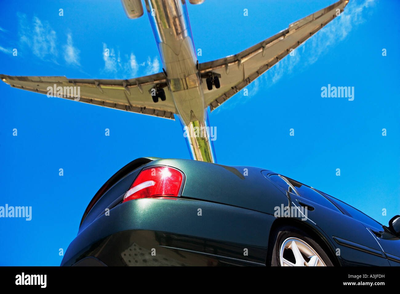 Auto und Flugzeug Stockfoto