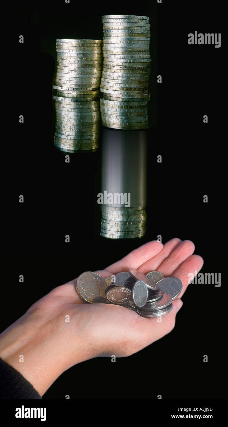 digitale Verbesserung Schweizer Münzen Symbolik Taxe Zinssatz oder inflation Stockfoto