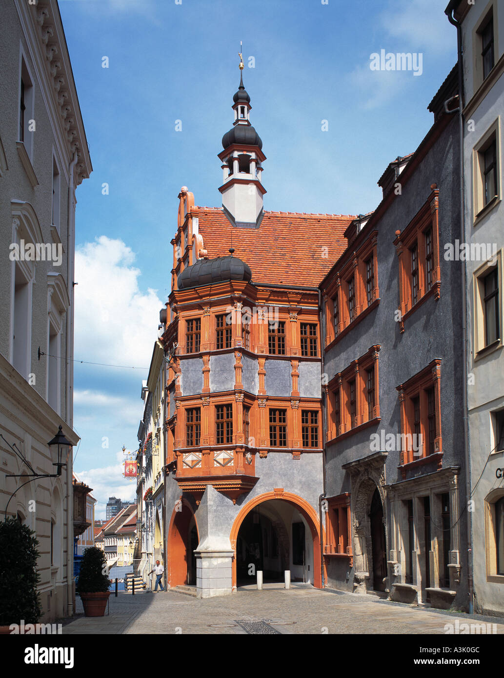 Schoenhof Im Renaissancestil Mit Landesmuseum von Schlesien bin Untermarkt in Görlitz Stockfoto