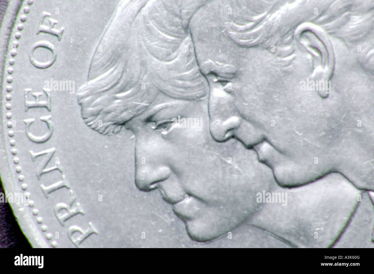 Königliche Hochzeit silberne Krone Münze Charles und Di 1981 in gutem Zustand reverse Gesicht zeigt das Brautpaar zusammen Stockfoto