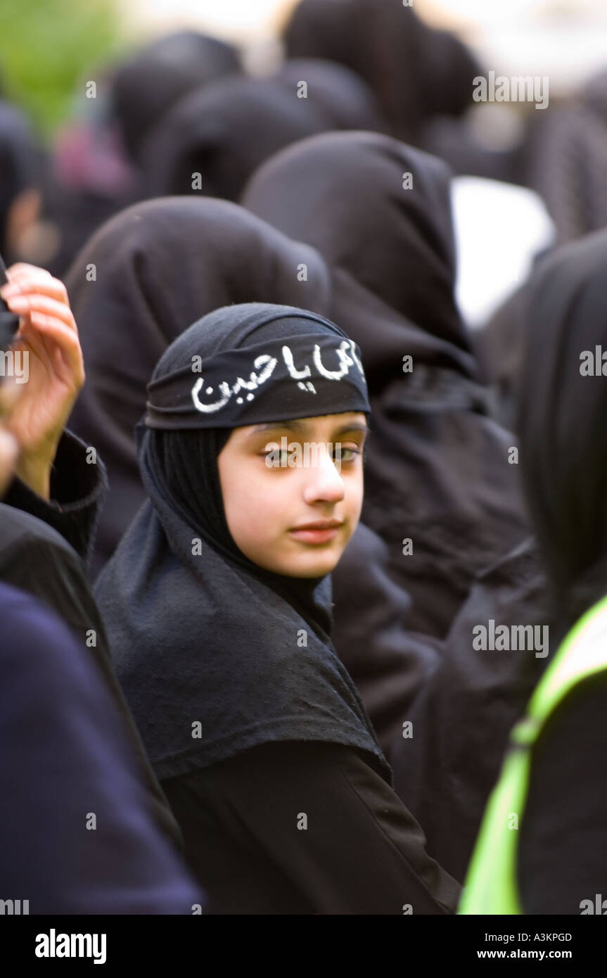 Shia muslimische Frauen und Mädchen an Ashura feiern Glasgow Schottland Stockfoto