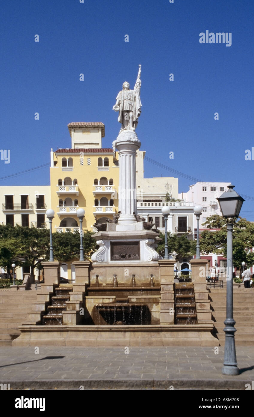 San Juan-Statue von Christopher Columbus in The Plaza Colon Stockfoto