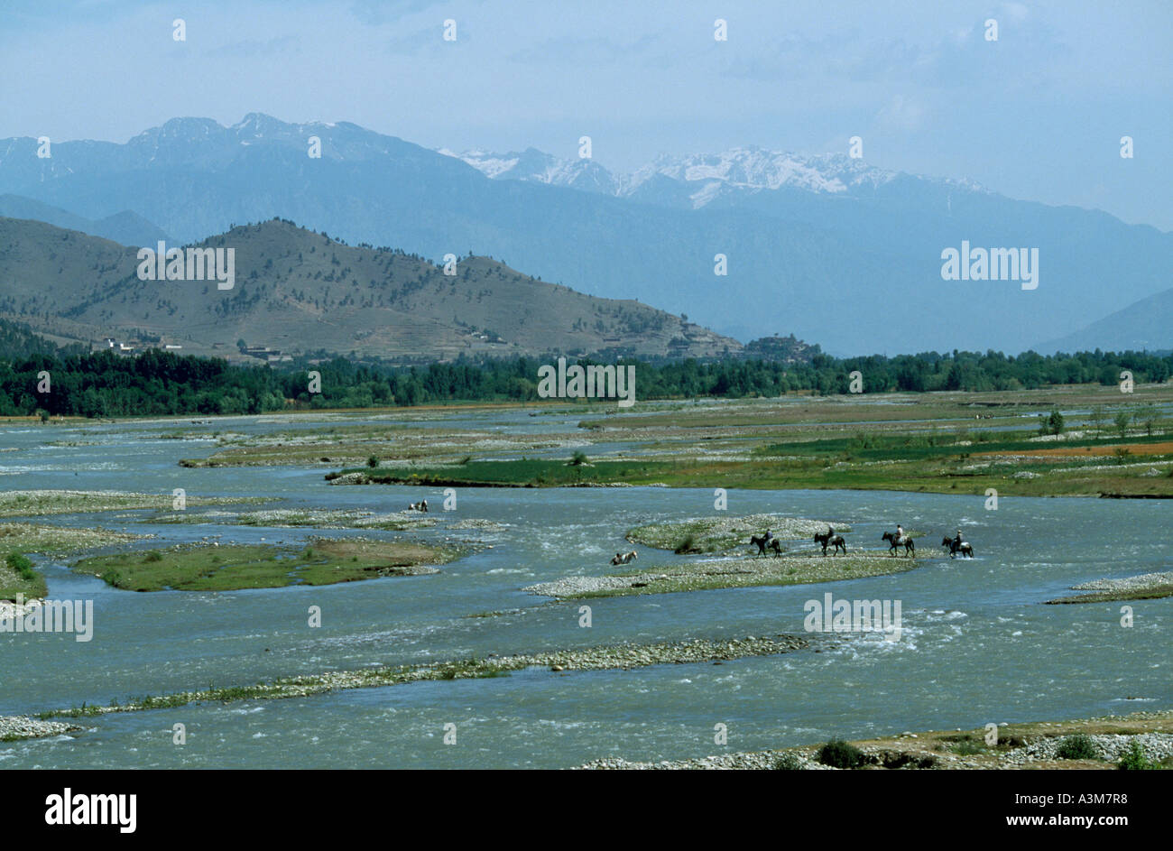 Der Fluss Swat, Swat-Tal, Pakistan. Stockfoto