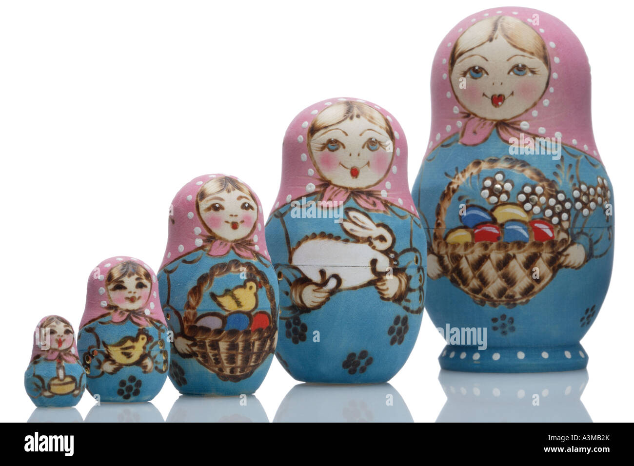 Russische Puppe Matroschka. Verschachtelte oder Stapeln Puppen in einander Stockfoto