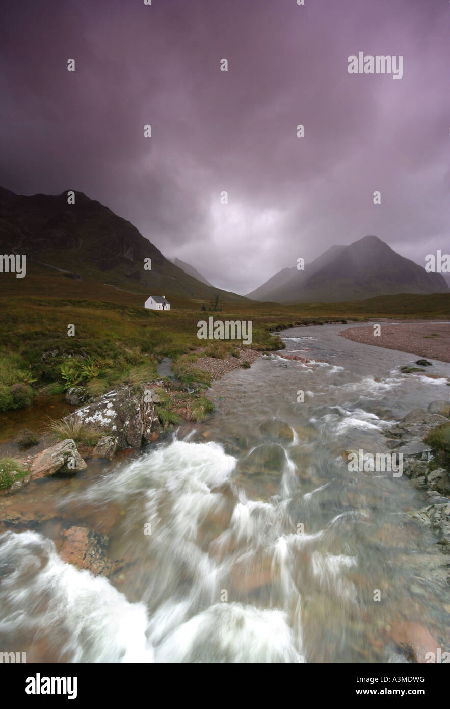 Das weiße Haus am Glen coe Stockfoto