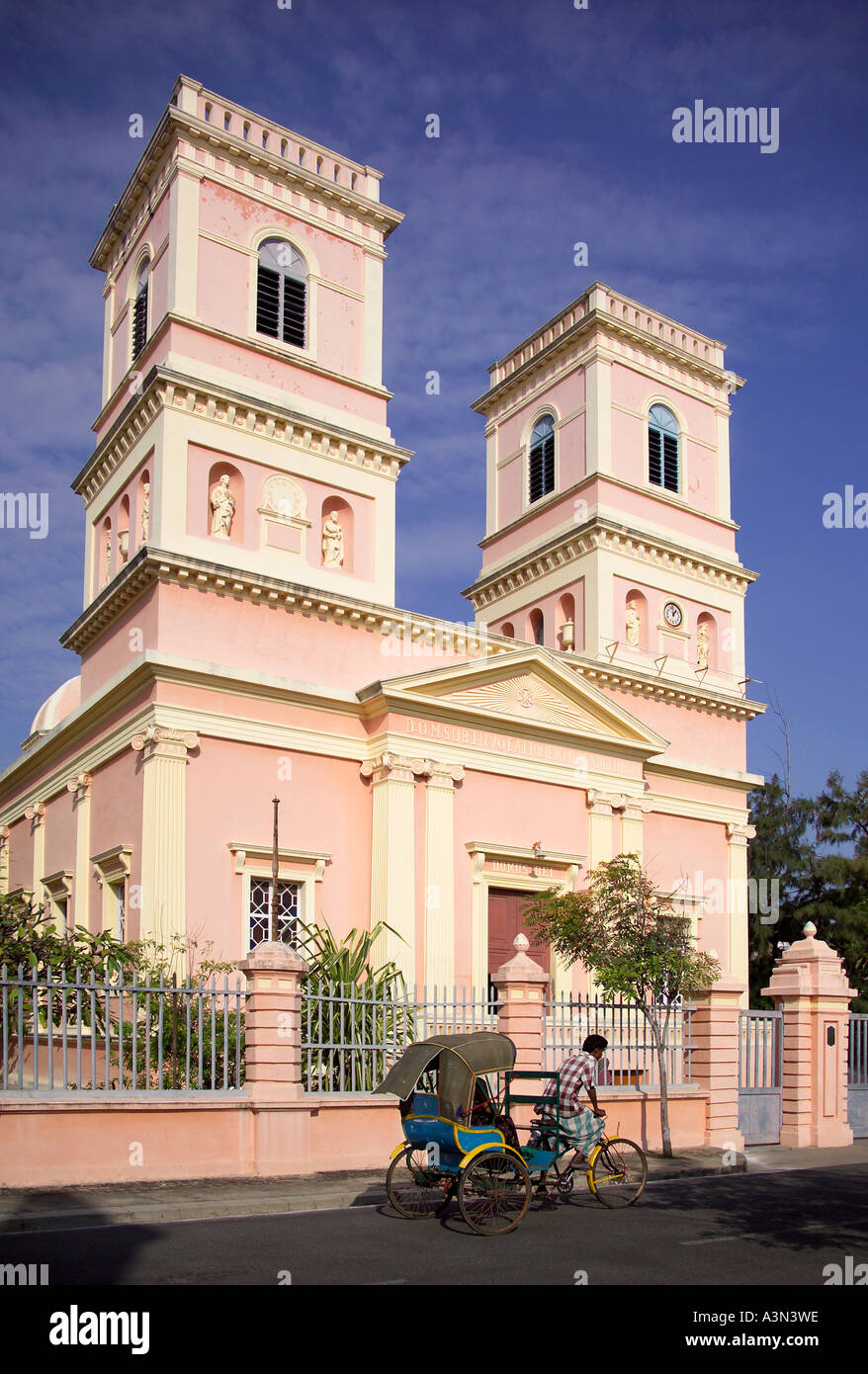 Französischer Kolonialarchitektur, Pondicherry, Südindien Stockfoto