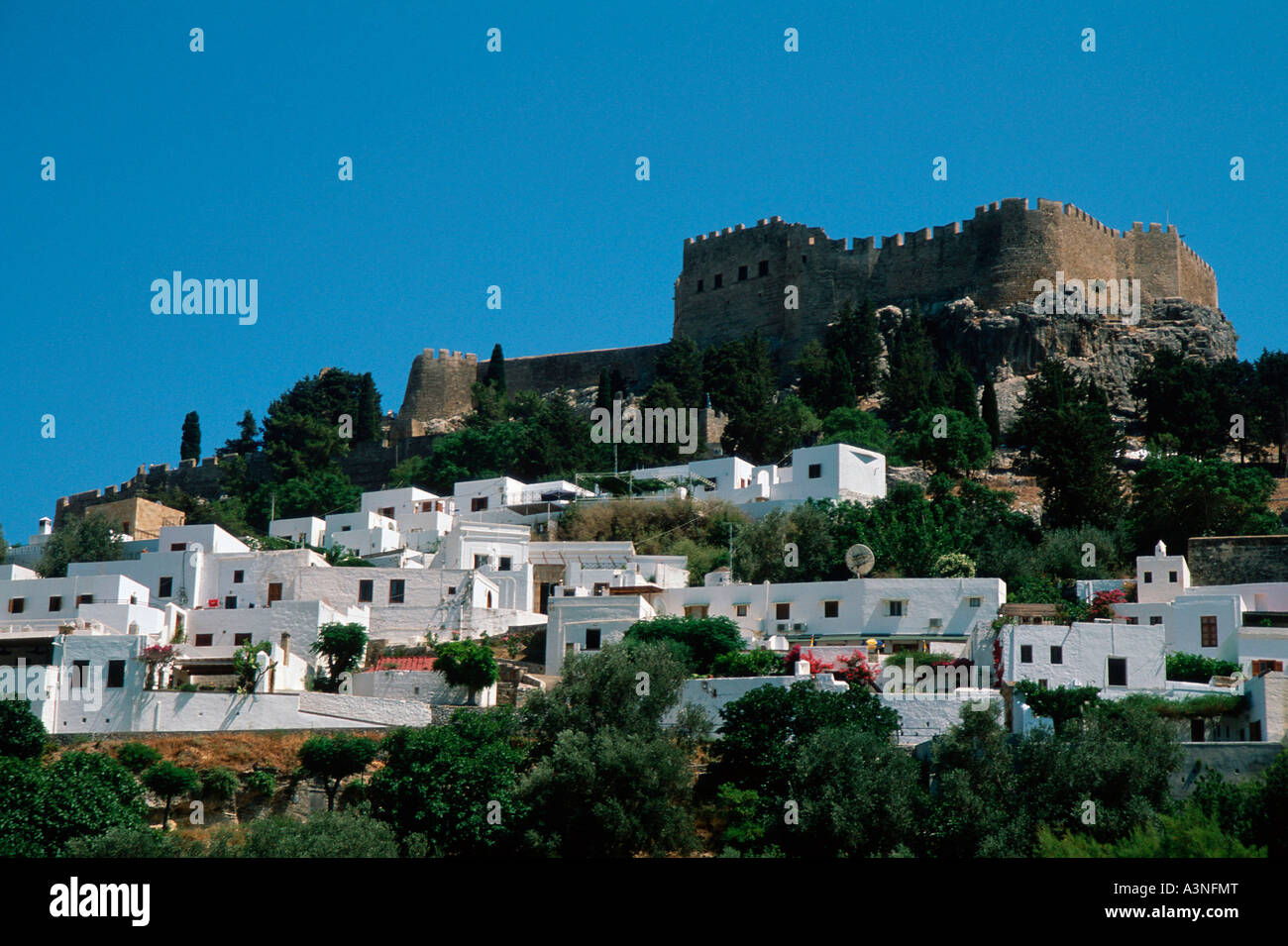 Akropolis / Lindos Stockfoto