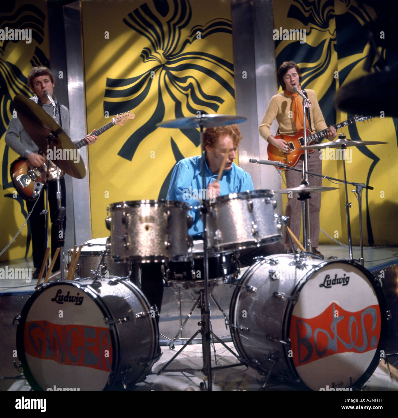 Creme-UK-Gruppe von linken Jack Bruce, Ginger Baker und Eric Clapton Stockfoto