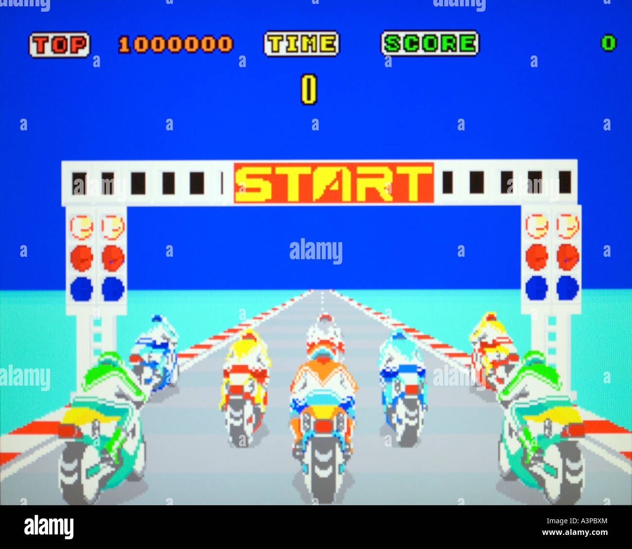 Hängen auf Sega 1985 Vintage Arcade Videospiel Screenshot nur zur redaktionellen Nutzung Stockfoto