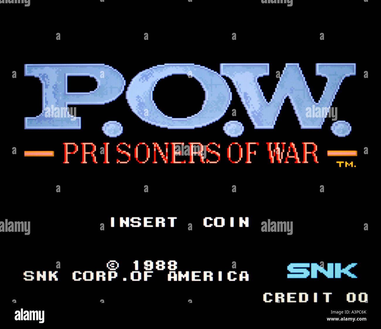 P O W Kriegsgefangenen POW SNK Corp 1988 Vintage Arcade Videospiel Screenshot nur zur redaktionellen Nutzung Stockfoto