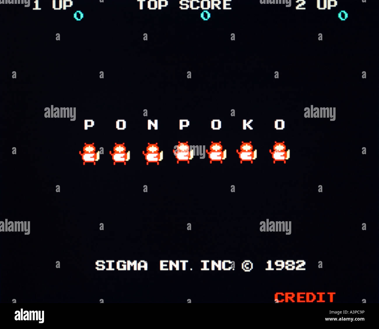 Ponpoko Sigma Ent Inc Venture Line 1982 Vintage Arcade Videospiel Screenshot nur zur redaktionellen Nutzung Stockfoto