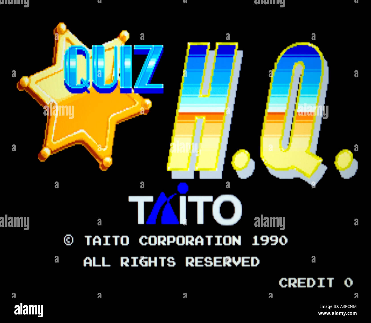 Vintage Arcade Videospiel Screenshot Quiz H Q Taito Corporation 1990 nur zur redaktionellen Nutzung Stockfoto