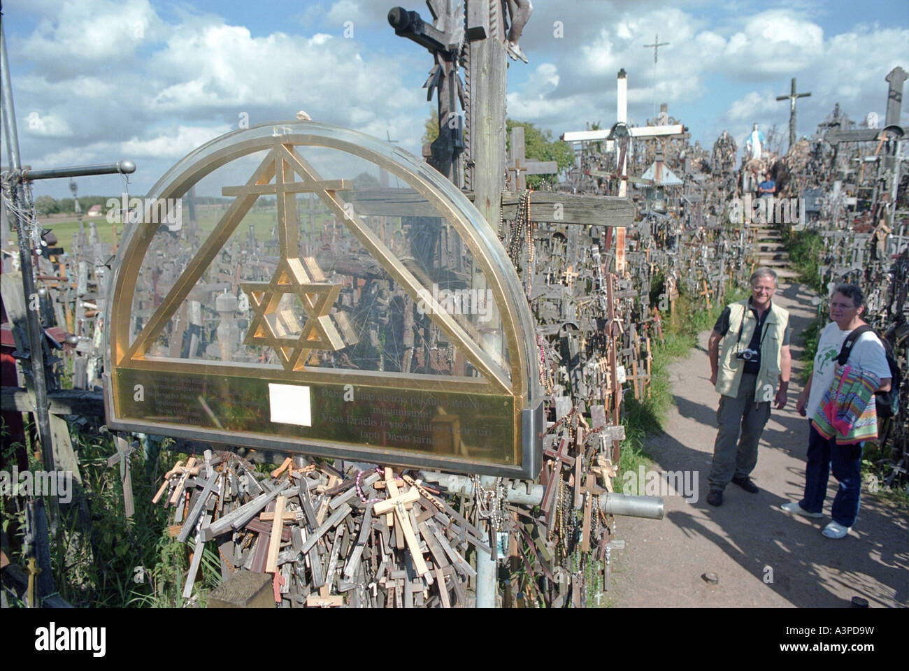 Der jüdische Davidsstern auf den Berg der Kreuze, Litauen Stockfoto