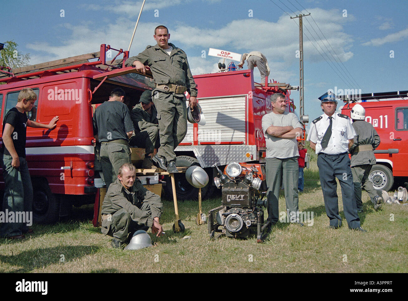 Feuerwehr-Turnier in Kaweczyn, Polen Stockfoto