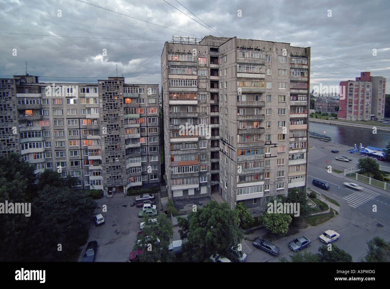 Heruntergekommene Wohnblocks in Kaliningrad, Russland Stockfotografie