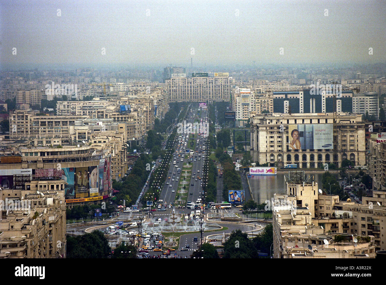 Luftaufnahme des Platzes Einheit in Bukarest, Rumänien Stockfoto