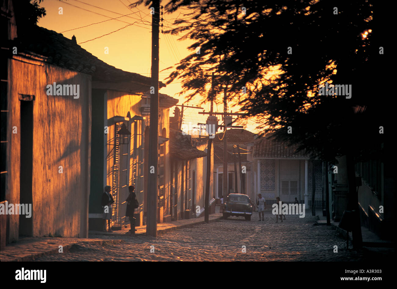 Ein Trinidad-Straße am Sonnenuntergang Kuba Stockfoto