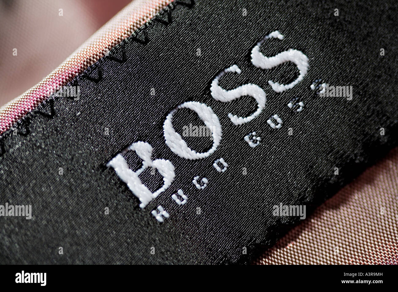 Hugo Boss Label in Nadelstreifen Anzugjacke Stockfoto