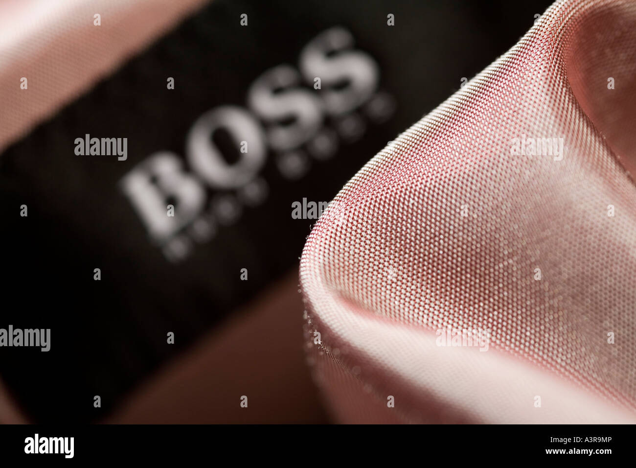 Hugo Boss Label in Nadelstreifen Anzugjacke Stockfoto