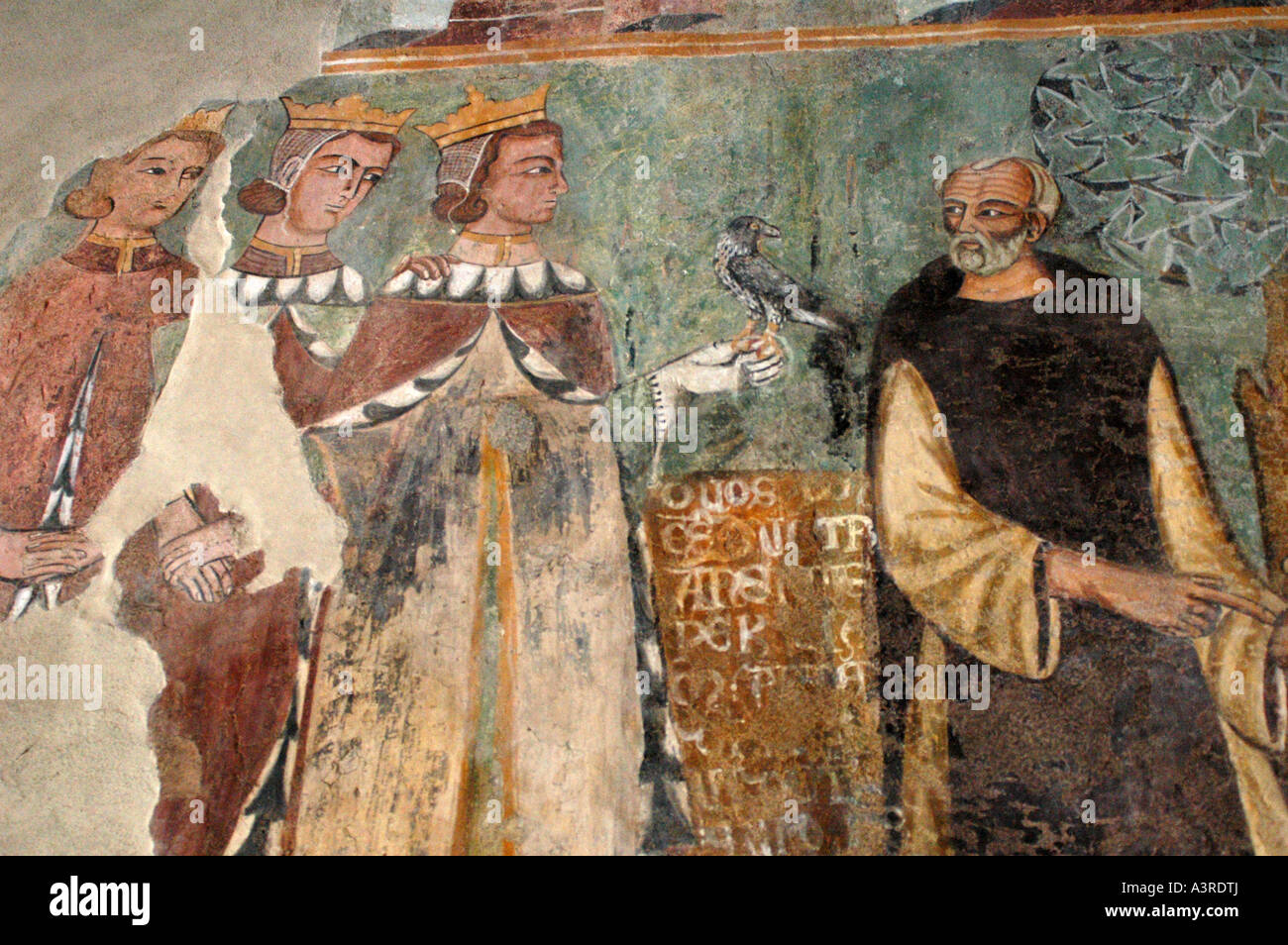 Ein Detail der Fresken-Zyklus im Inneren der Kirche Nostra Signora di Regno Altos in Bosa-Sardinien-Italien Stockfoto