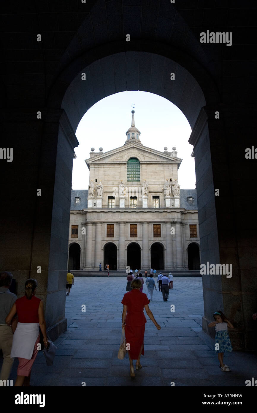 Besucher von El Escorial Basilika Stockfoto