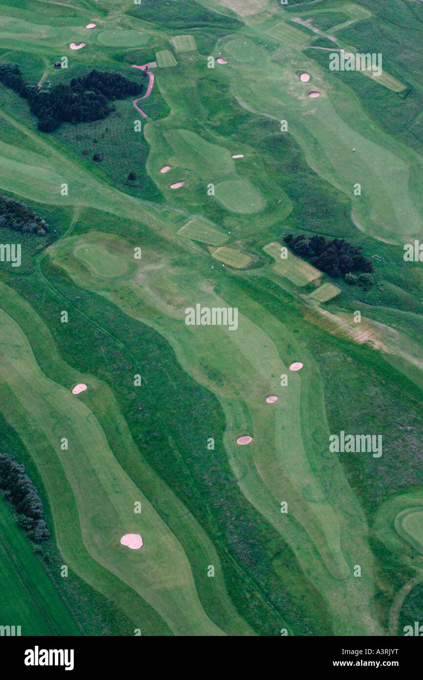 Luftaufnahme des Golfplatzes in North Berwick in East Lothian, Schottland Stockfoto
