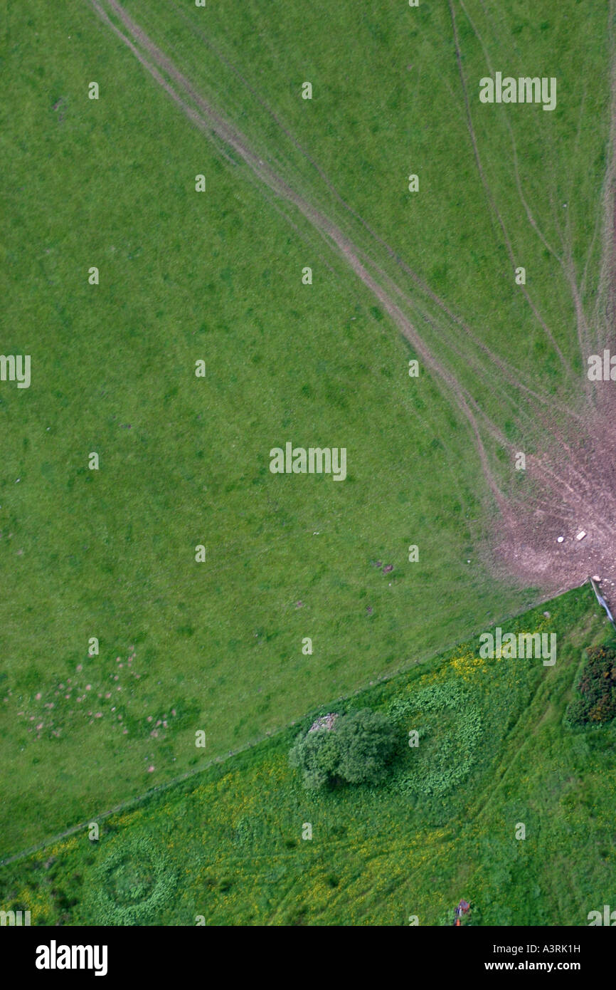 Luftbild von der grünen Wiese in East Lothian, Schottland Stockfoto