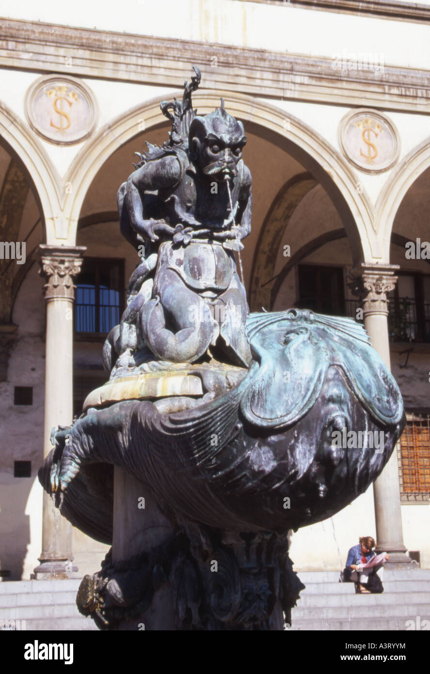 Manieristischen Brunnen von Pietro Tacca, Piazza della Santissima Annunziata, Florenz, Italien Stockfoto
