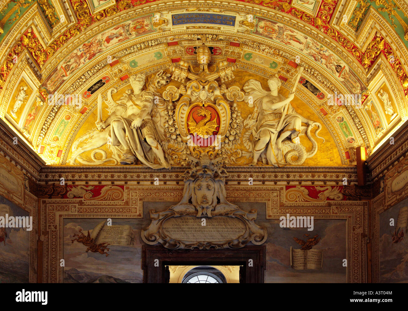 Detail von der Decke des Raumes in den Vatikanischen Museen Rom Italien Karte Stockfoto