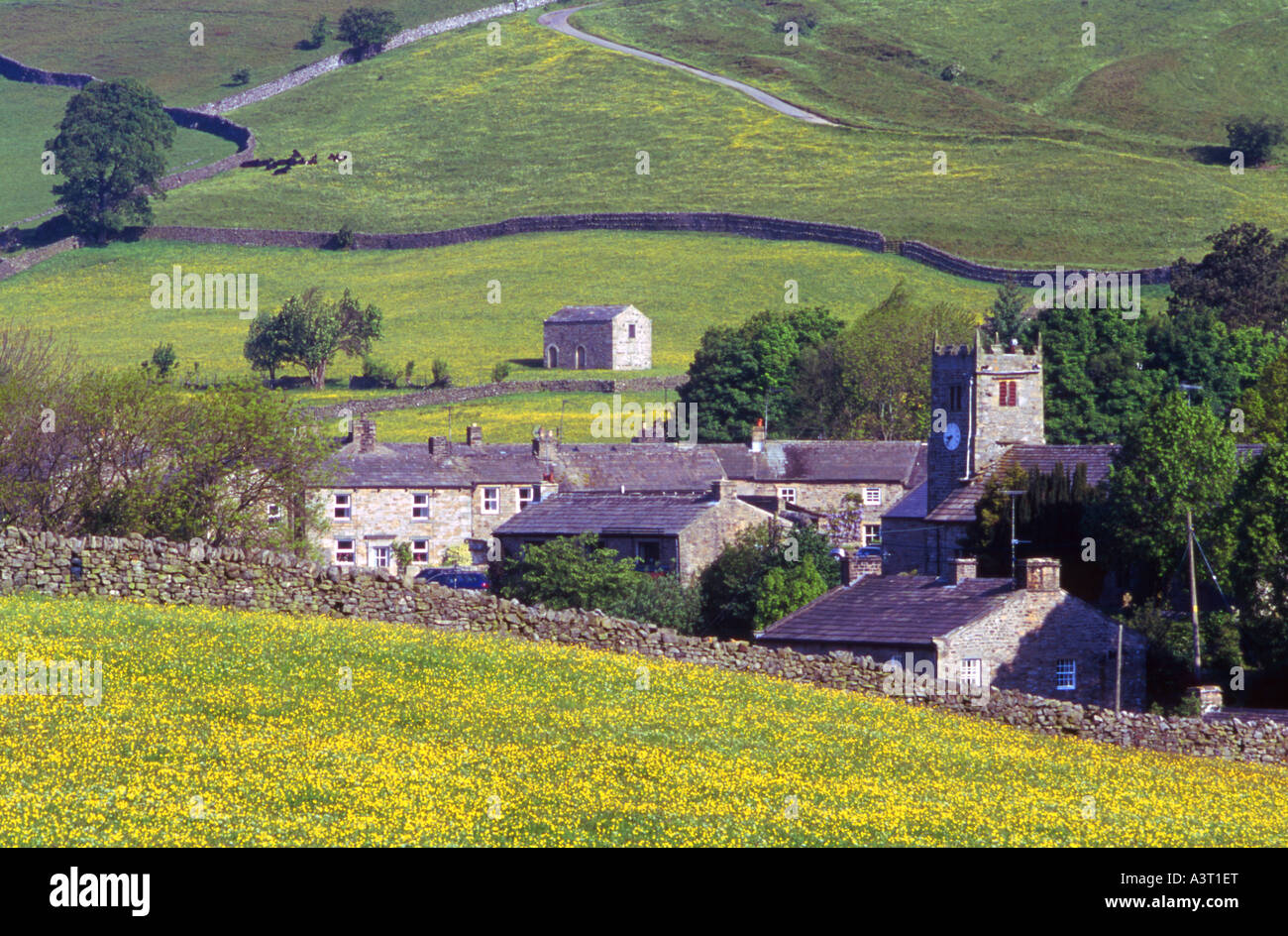 Muker Dorf im Swaledale im frühen Sommer Yorkshire Dales National Park North Yorkshire England Stockfoto