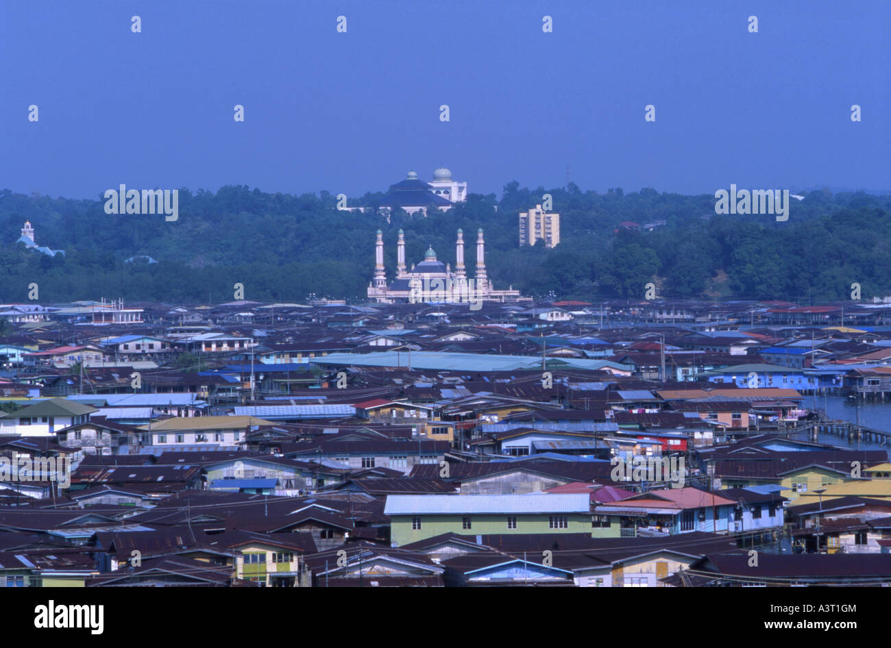 Die Stelzenläufer Dörfer von Kampung Ayer am Fluss Brunei in Bandar Seri Begawan, Brunei Stockfoto