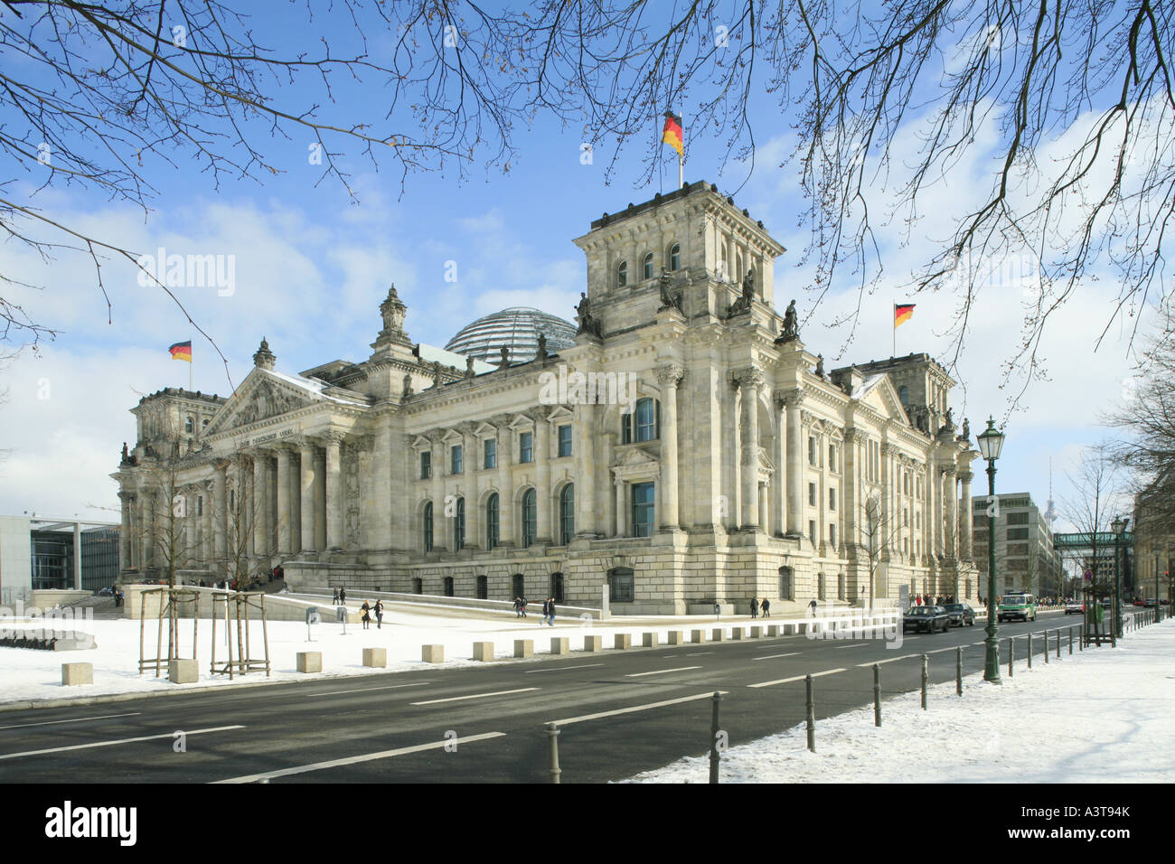 Blick zum Reichstagsgebäude, Deutschland, Berlin Stockfoto