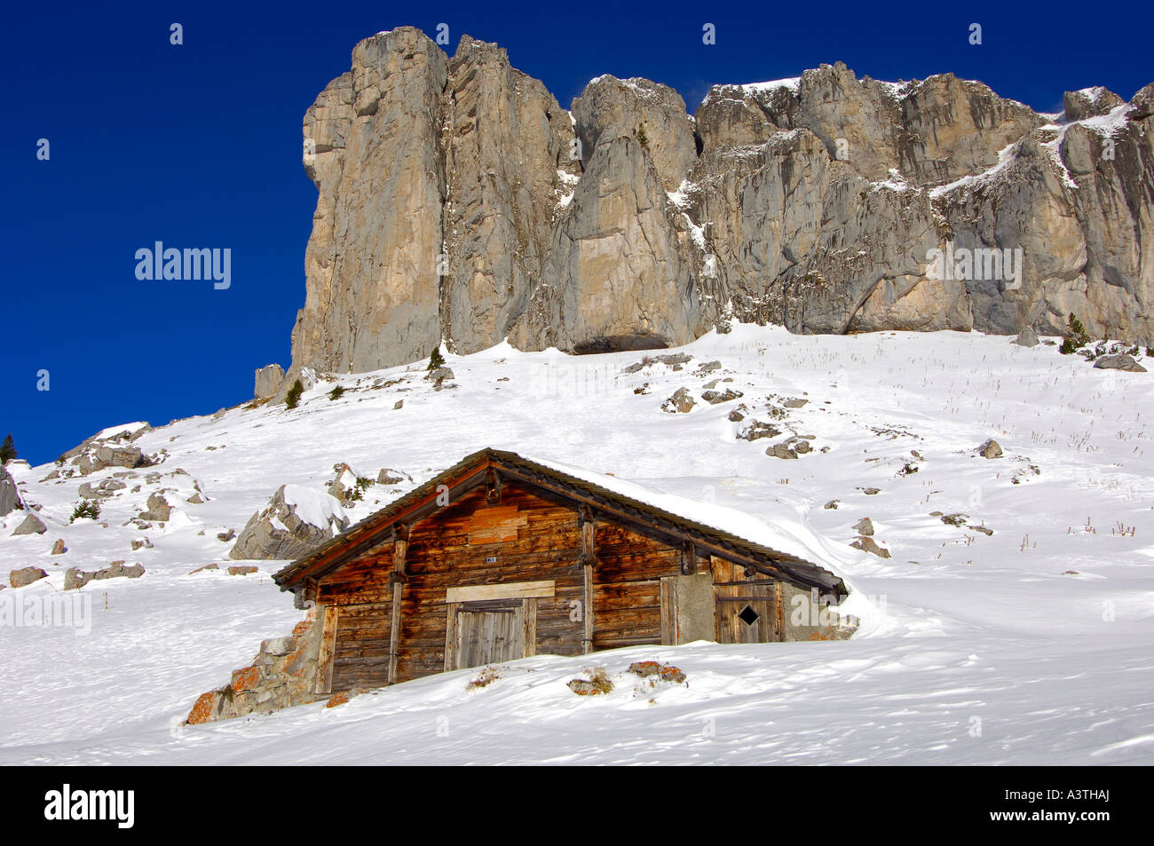Winterzeit am Gipfel Tour d'Ai, Schweizer Alpen, Schweiz Stockfoto